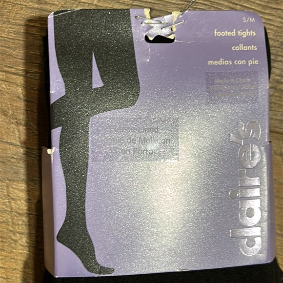 NWT 3 Pairs Claire’s Fleece lined Black Tights Size S/M Footed & Footless - Picture 8 of 15
